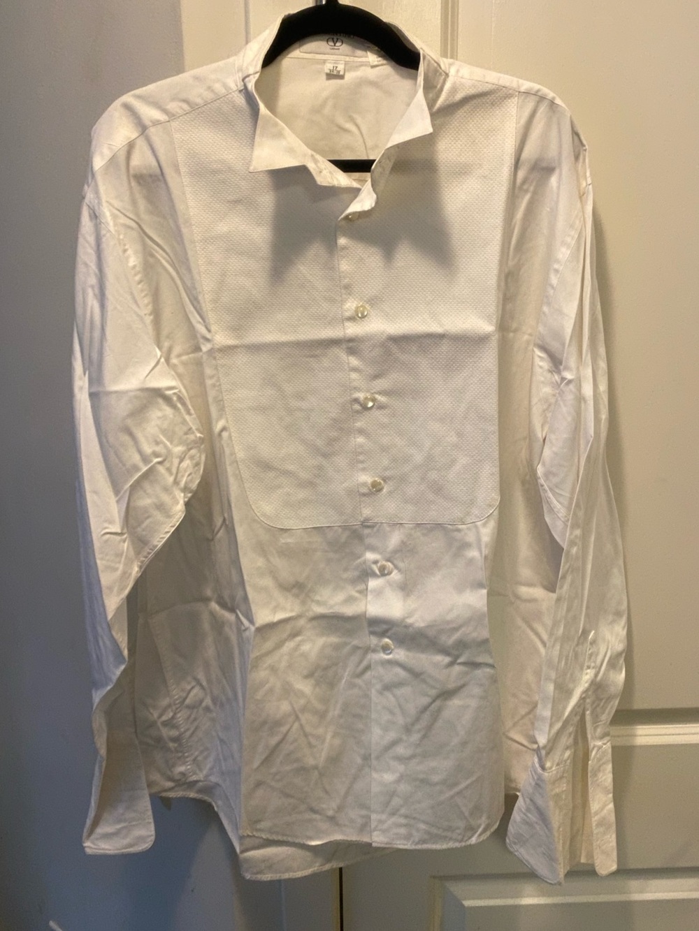 Valentino White Dress Shirt with Tuxedo Bib